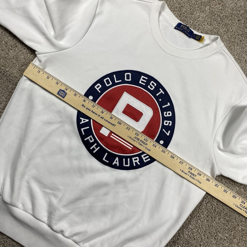 Polo Ralph Lauren Yacht Club Challenge Circle P Sweatshirt White Mens Small - Picture 4 of 10
